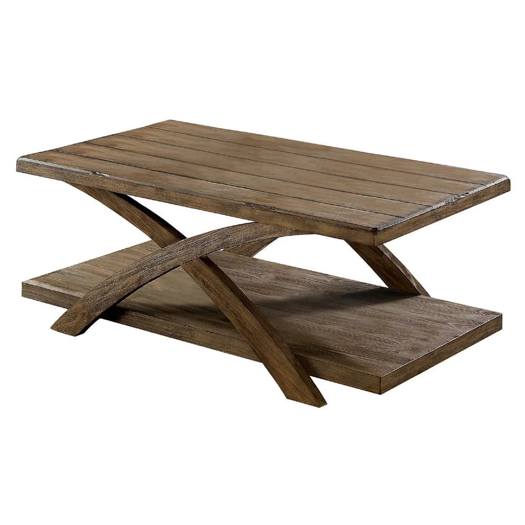 Rustic Wood 3-Piece Coffee Table Set in Oak F4027
