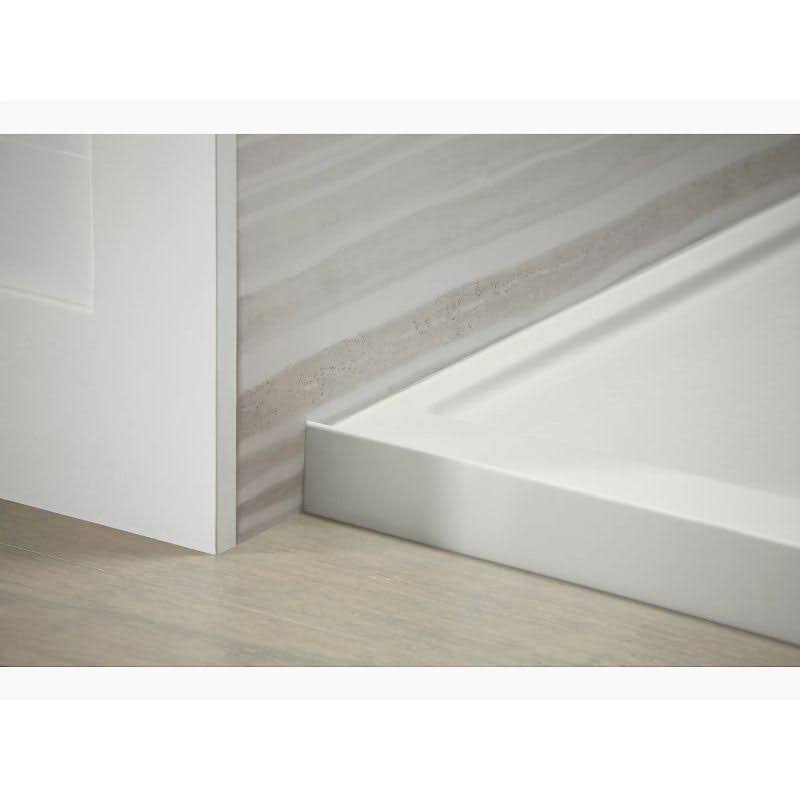 White Single-Threshold Shower Base with Left-Hand Drain K40376