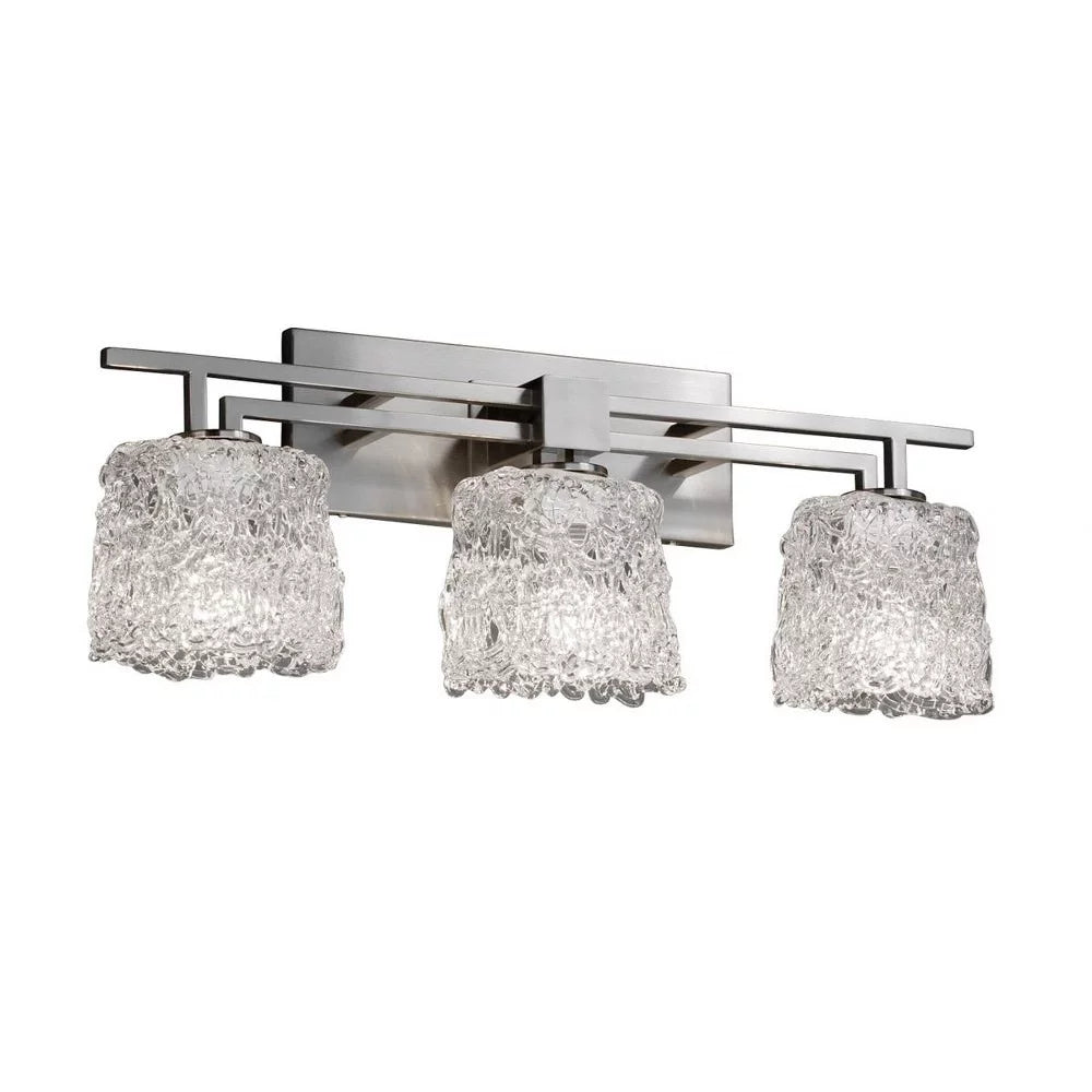 3 Light Bath Bar with Oval Lace Venetian Glass Polished Chrome Q597616