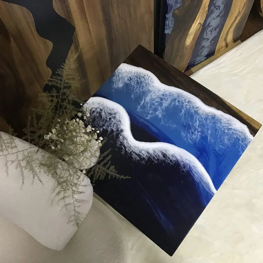 Natural Edge Epoxy Resin Wood Coffee Table Hairpin Legs G396