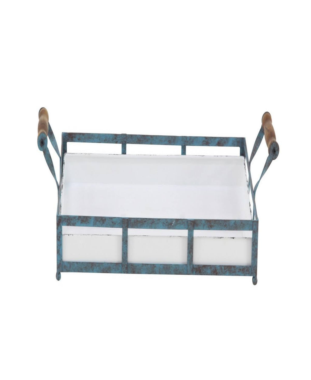 Set of 2 Blue Metal Farmhouse Tray T862