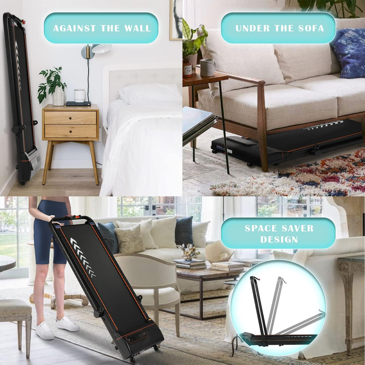 2 in 1 Under Desk Folding Electric Treadmill with LED Display V1865