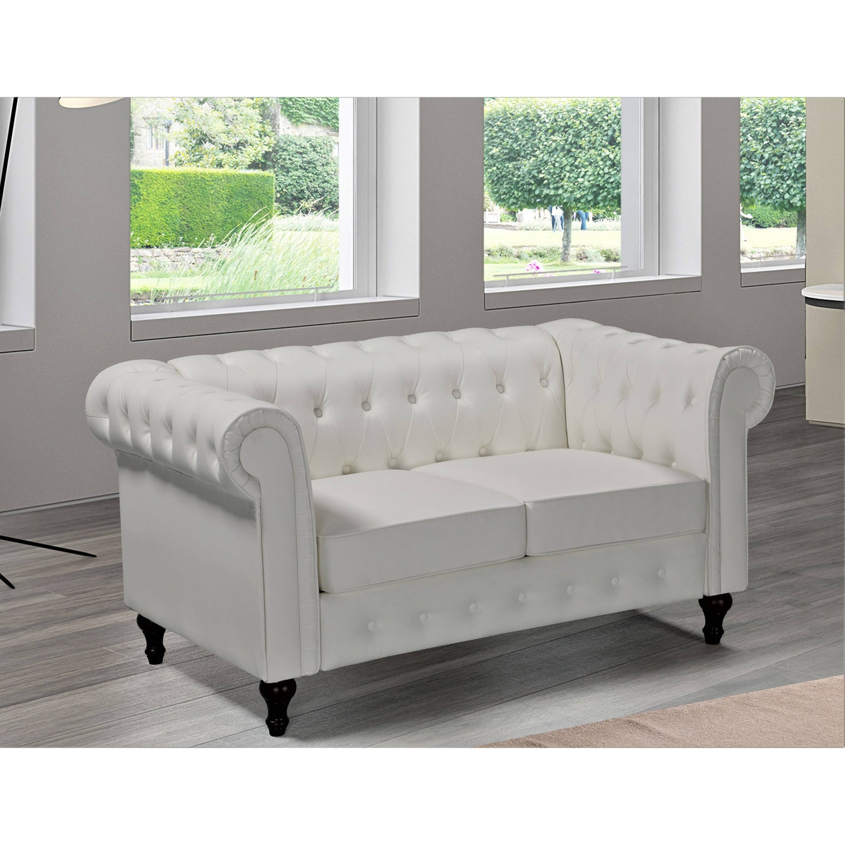 Cream/White Chesterfield Loveseat F440229
