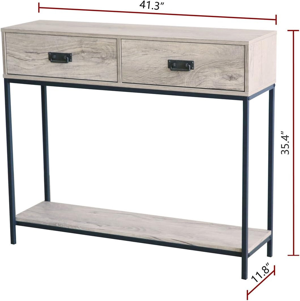 2 Drawer Oak Wood Console Table L712820