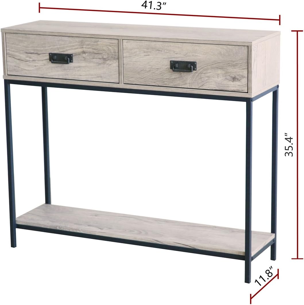 2 Drawer Oak Wood Console Table L712820