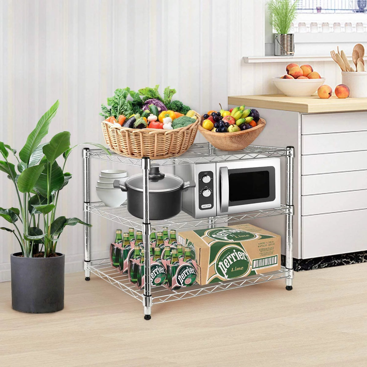 Heavy Duty 3-Shelf Steel Wire Shelving with Wheels P8604