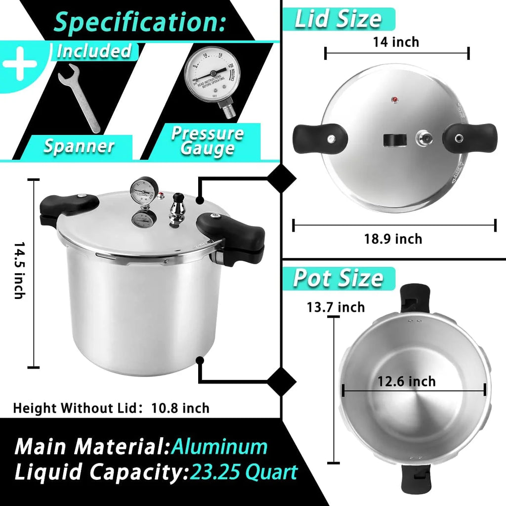 23 Quart Nonstick Aluminum Pressure Cooker and Canner H826