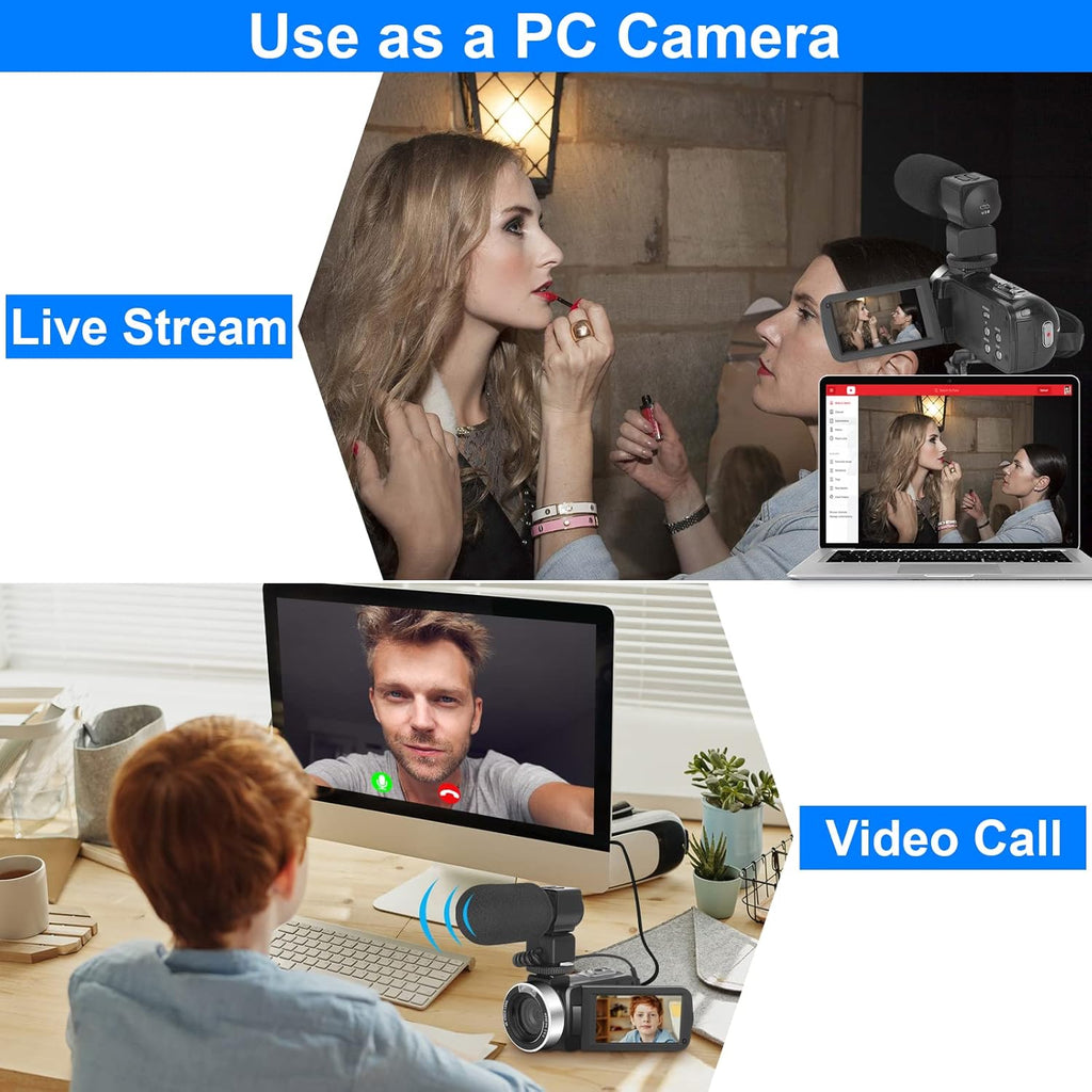 4K 56MP Vlogging Camera with External Microphone and IR Night Vision Q76349