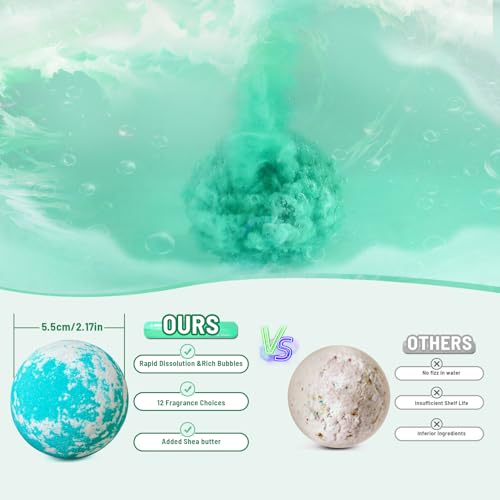 12 Pc Handmade Bath Bombs with Sea Salt Cocoa & Shea Butter J7021