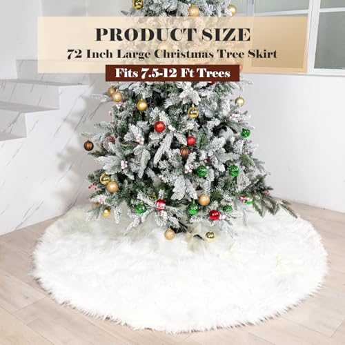 48 Inch White Faux Fur Christmas Tree Skirt T410