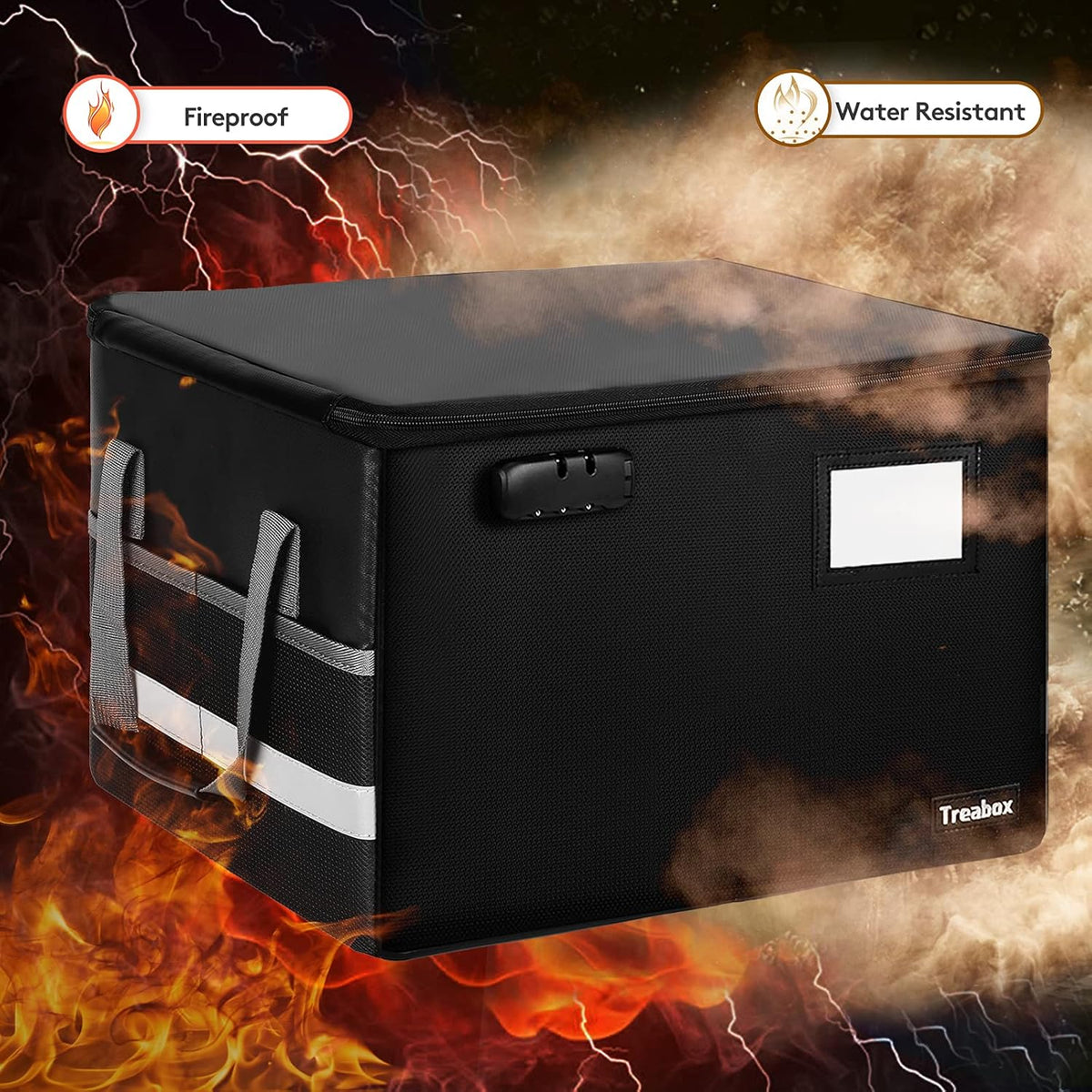 Fireproof File Storage Box with Lock, Pack of 2 L56374