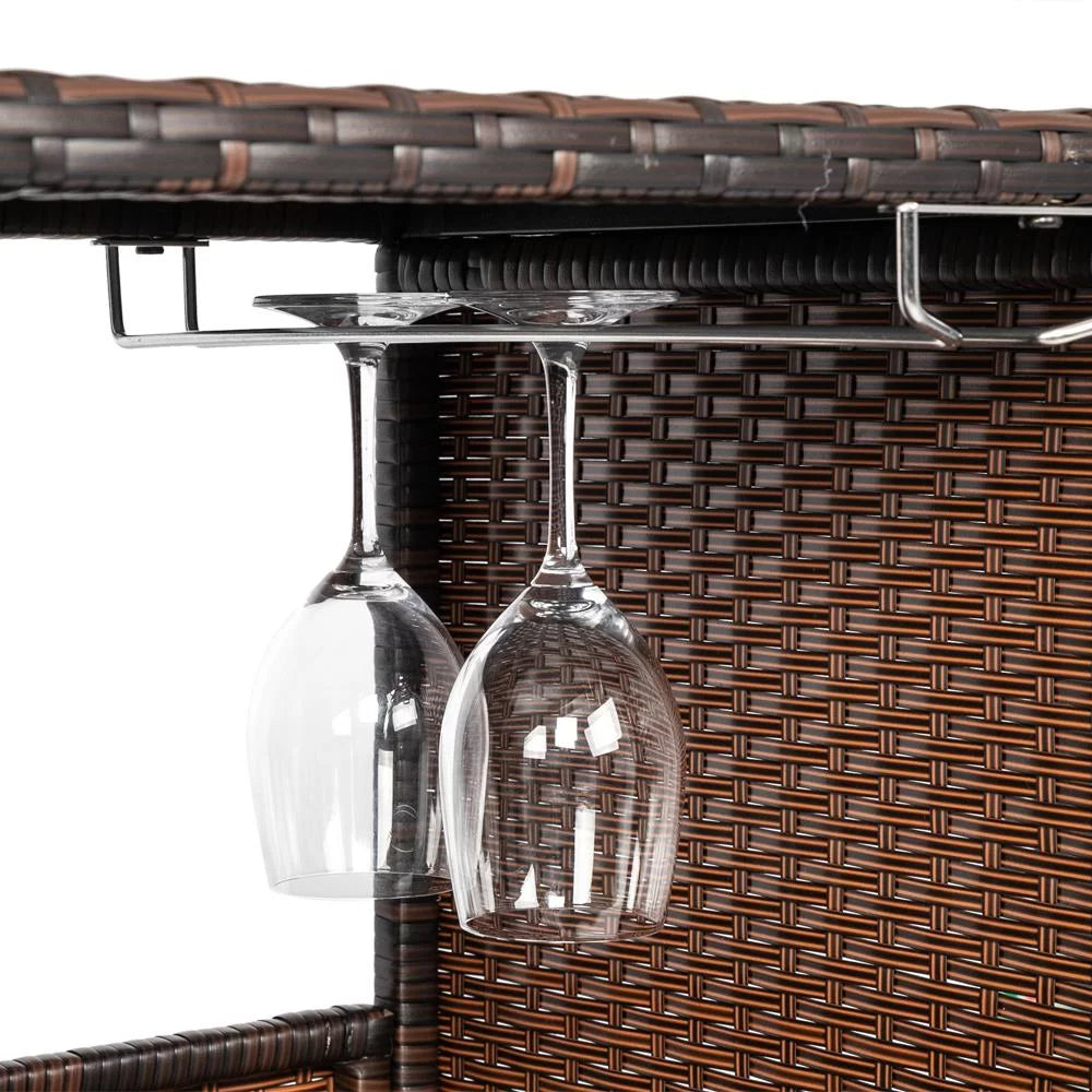Rattan Wicker Bistro Table with Storage Space Y3926