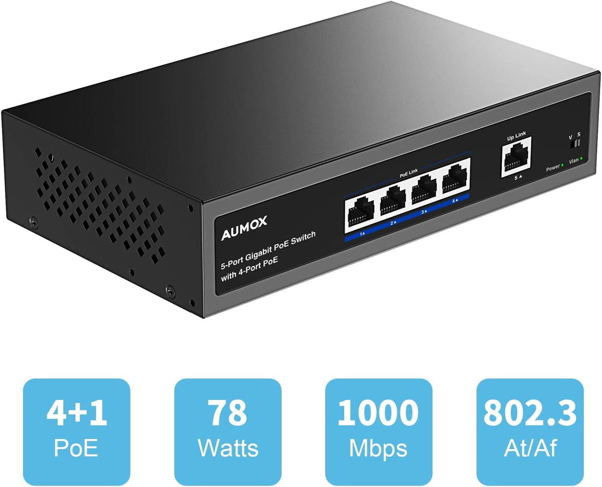 5-Port Gigabit PoE Switch, Pack of 2 J45367