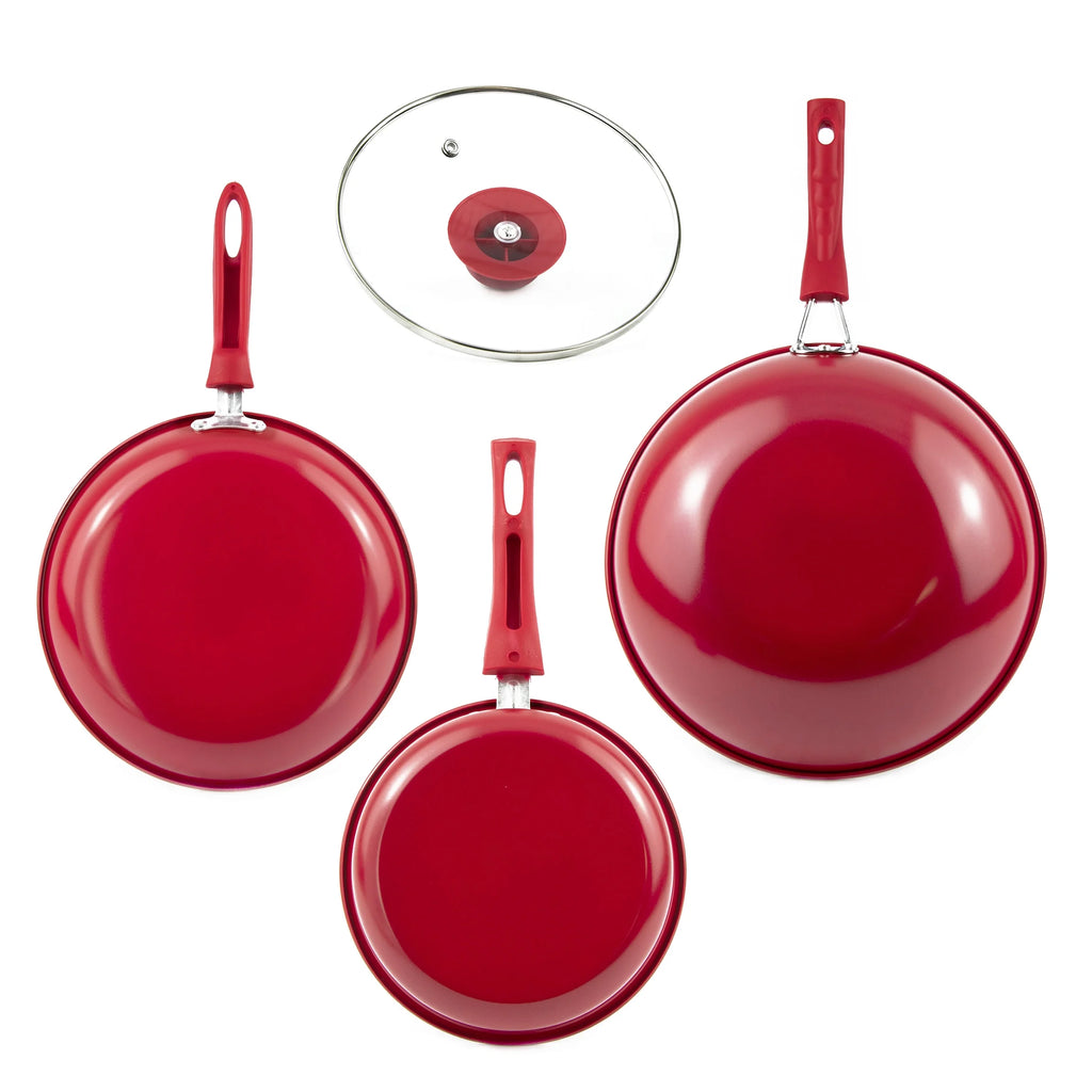 4-Piece Non-Stick Cookware Set in Red O89001