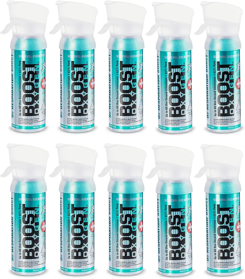 3 Liter Natural Oxygen Canister with Mouthpiece Menthol Eucalyptus 10 Pack U56123