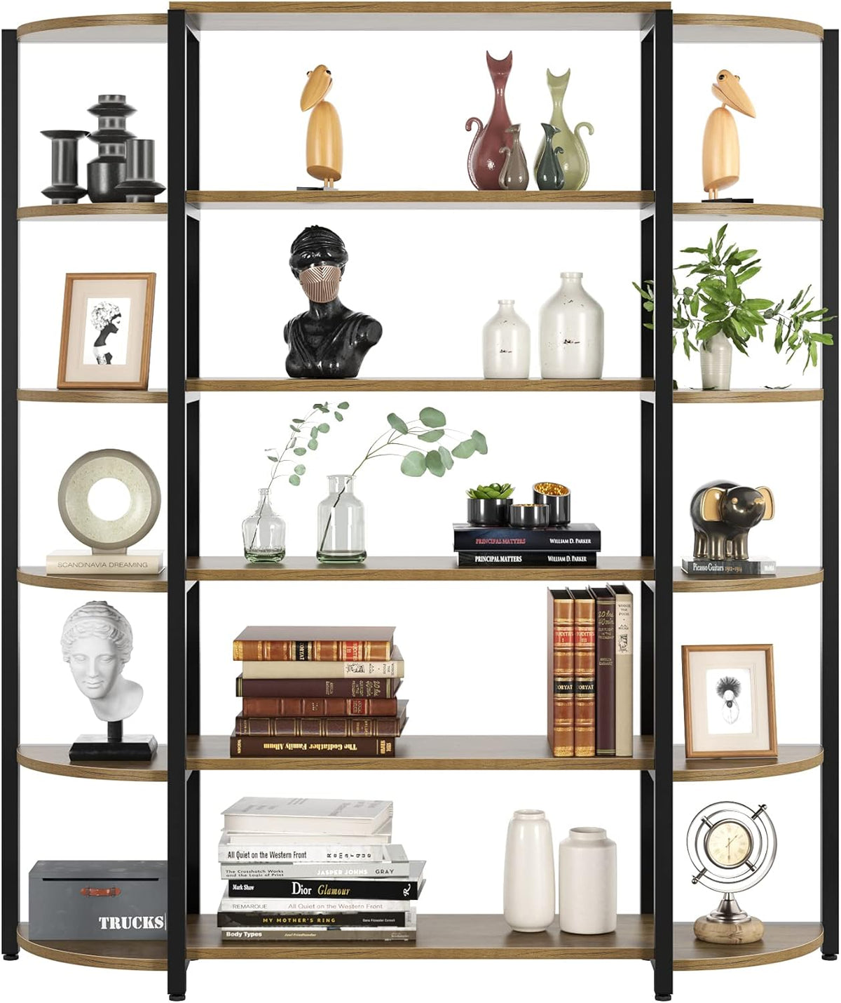 6-Tier Wooden Bookcase with Adjustable Feet F281140