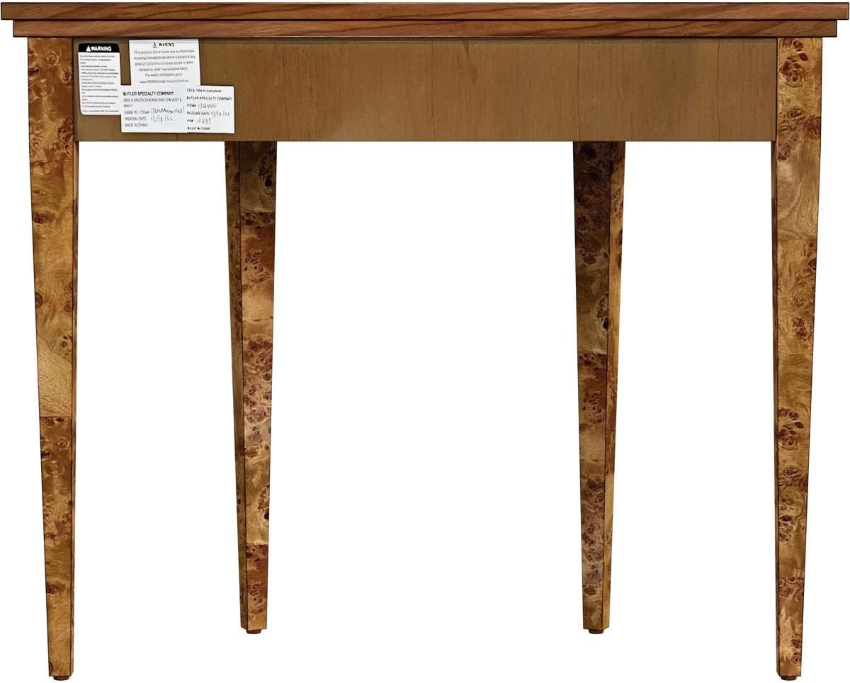 Brown Burl Wood Demilune Console Table T829