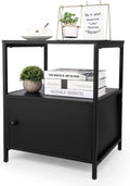 White Wooden 3-Tier Side Table with Storage Cabinet and Open Shelf Z974976