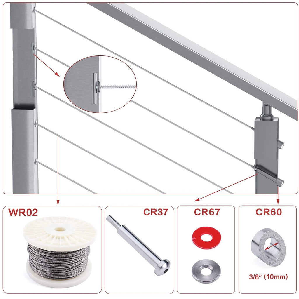 20 Pack 1/8 Invisible Cable Railing Kit T316 Stainless Steel U20954
