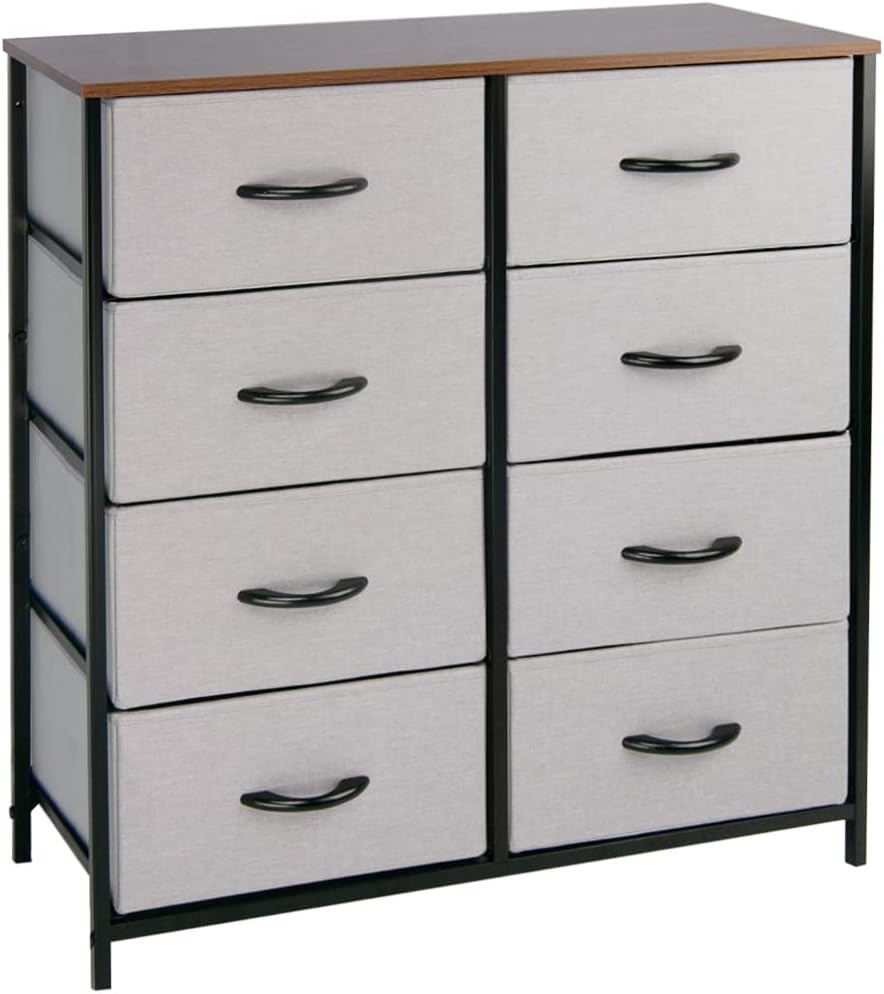 8 Drawer Dresser with Wooden Top and Steel Frame O94947