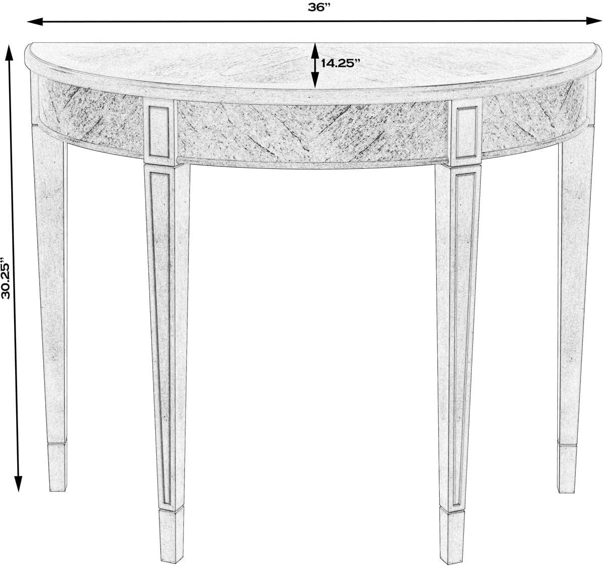 Brown Burl Wood Demilune Console Table T829