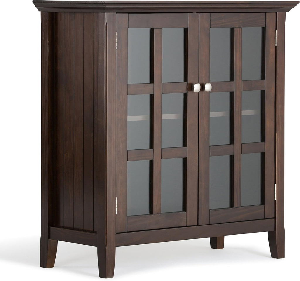 Light Golden Brown 35 inch Wide 2 Door 2 Adjustable Shelves Solid Wood Storage Cabinet N64092