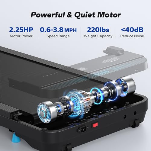 Walking Pad, Under Desk Treadmill, 2 in 1 Quiet Portable Mini Treadmill with Remote Control N424