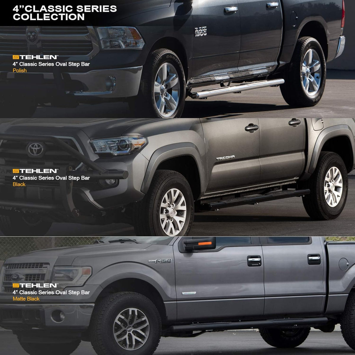 4 Oval Side Step Nerf Bars Black G6872