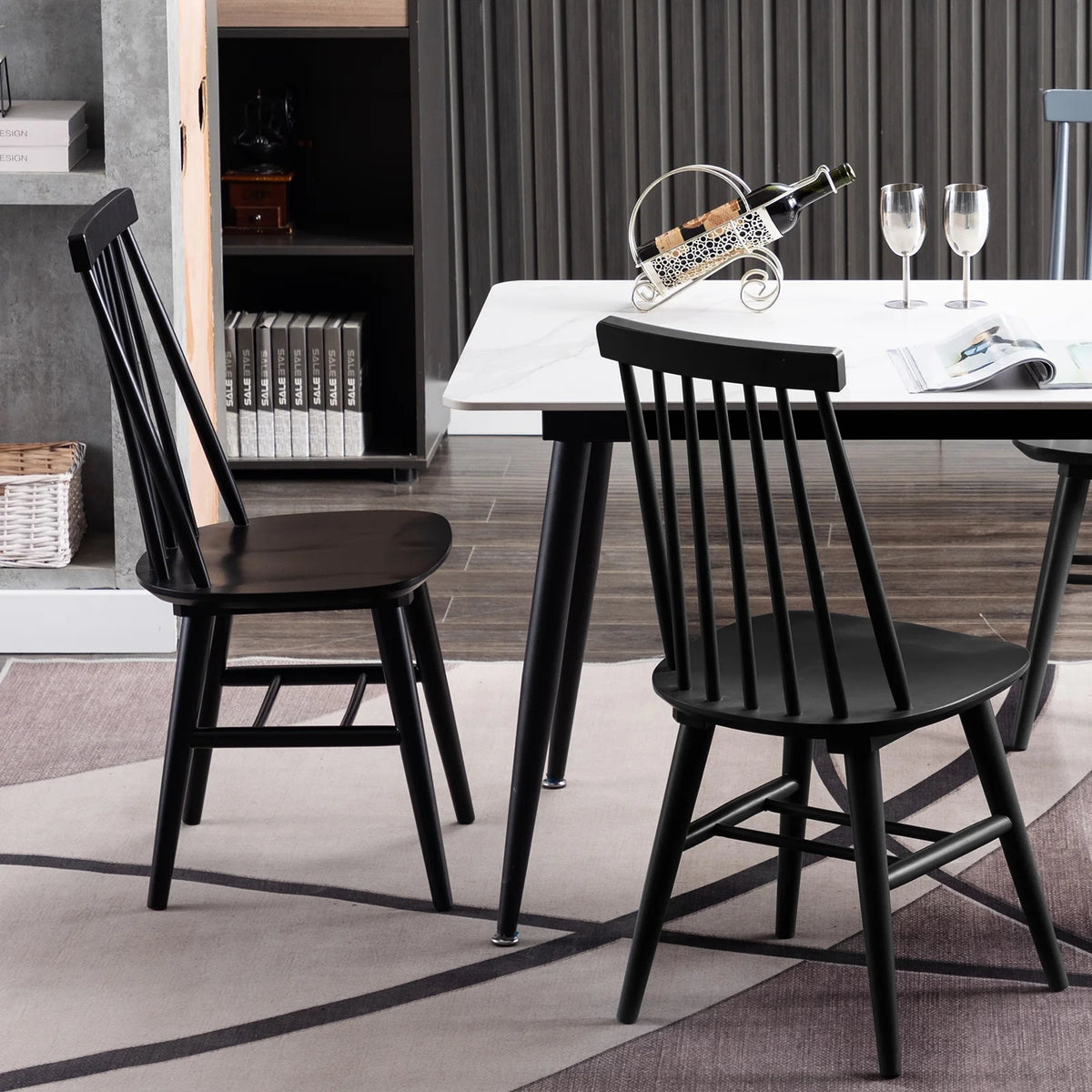 Black Wood Dining Chairs Set of 2 H6195