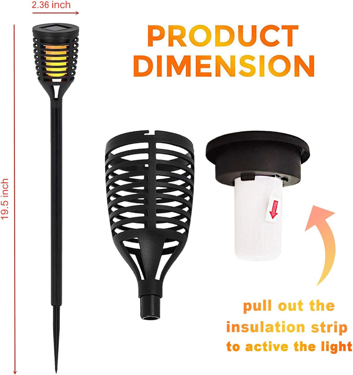 18PK Mini Solar Tiki Torches With Dancing Flickering Flame K6161