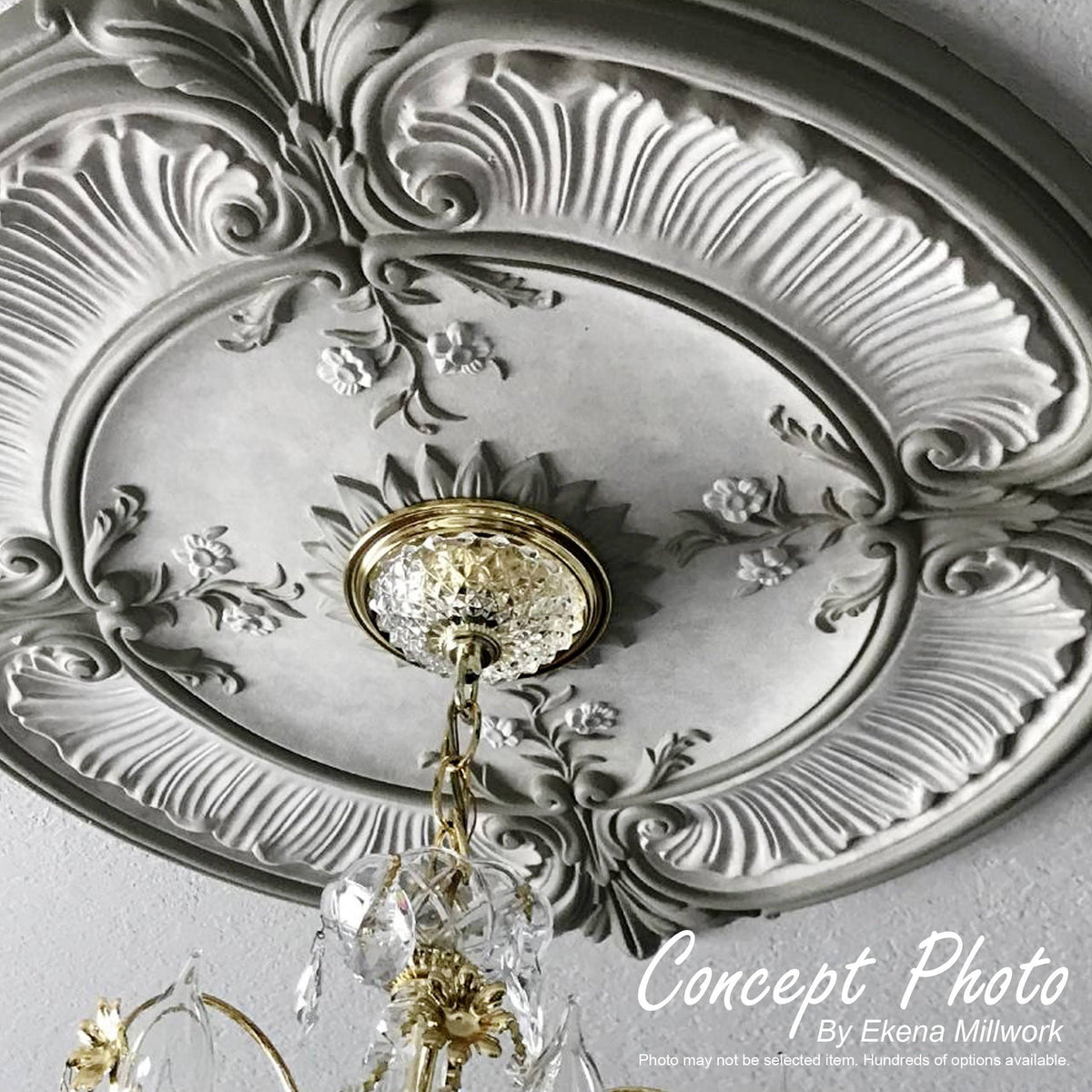15 3/8x22OD x 4 1/4x22ID x 1 1/2x22P Hand-Painted Gold Ceiling Medallion G67040