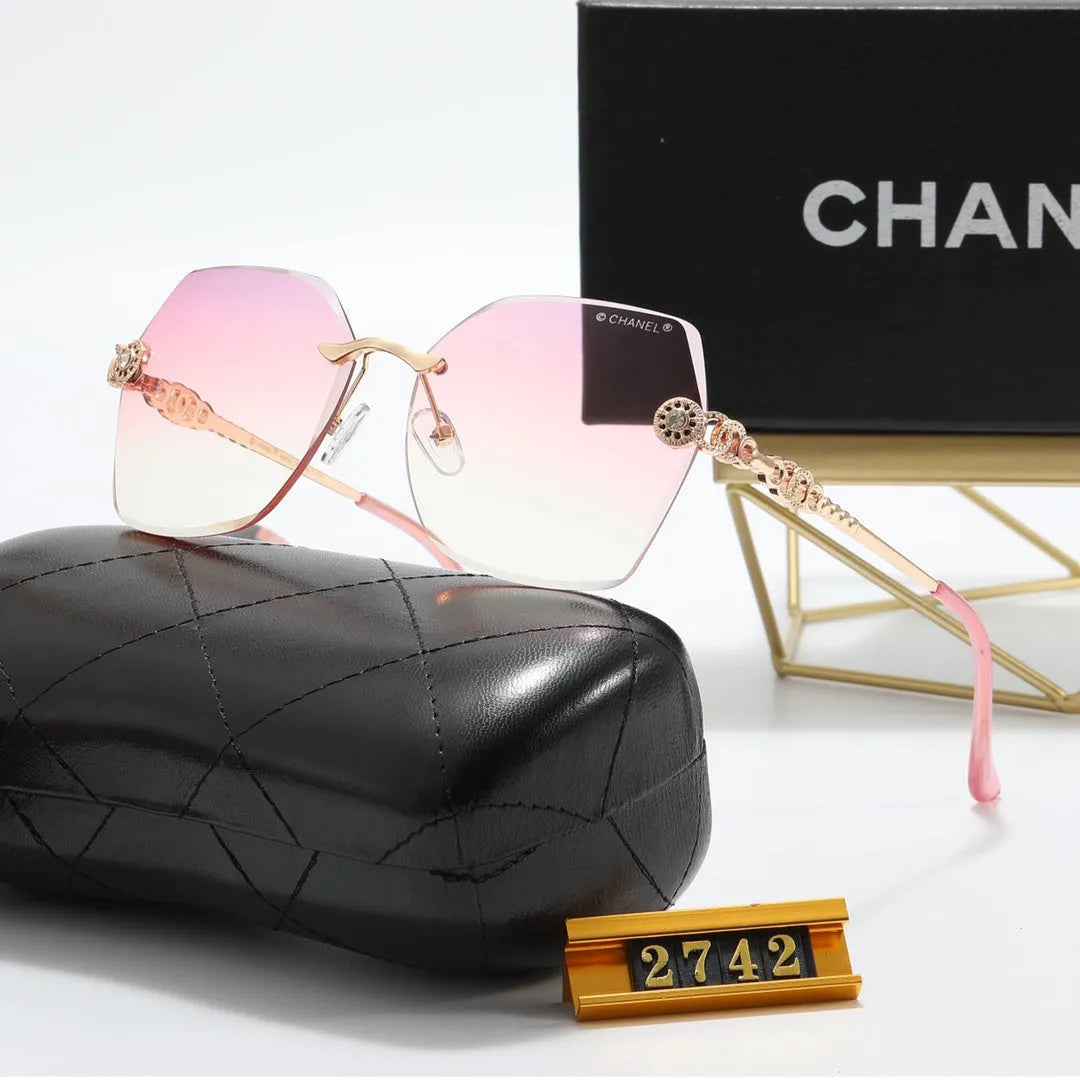 Frameless Rhinestone Flower Polarized Sunglasses O52604
