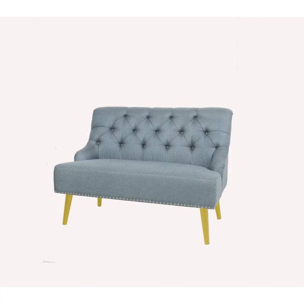 Light Blue Fabric Armless Loveseat H7158