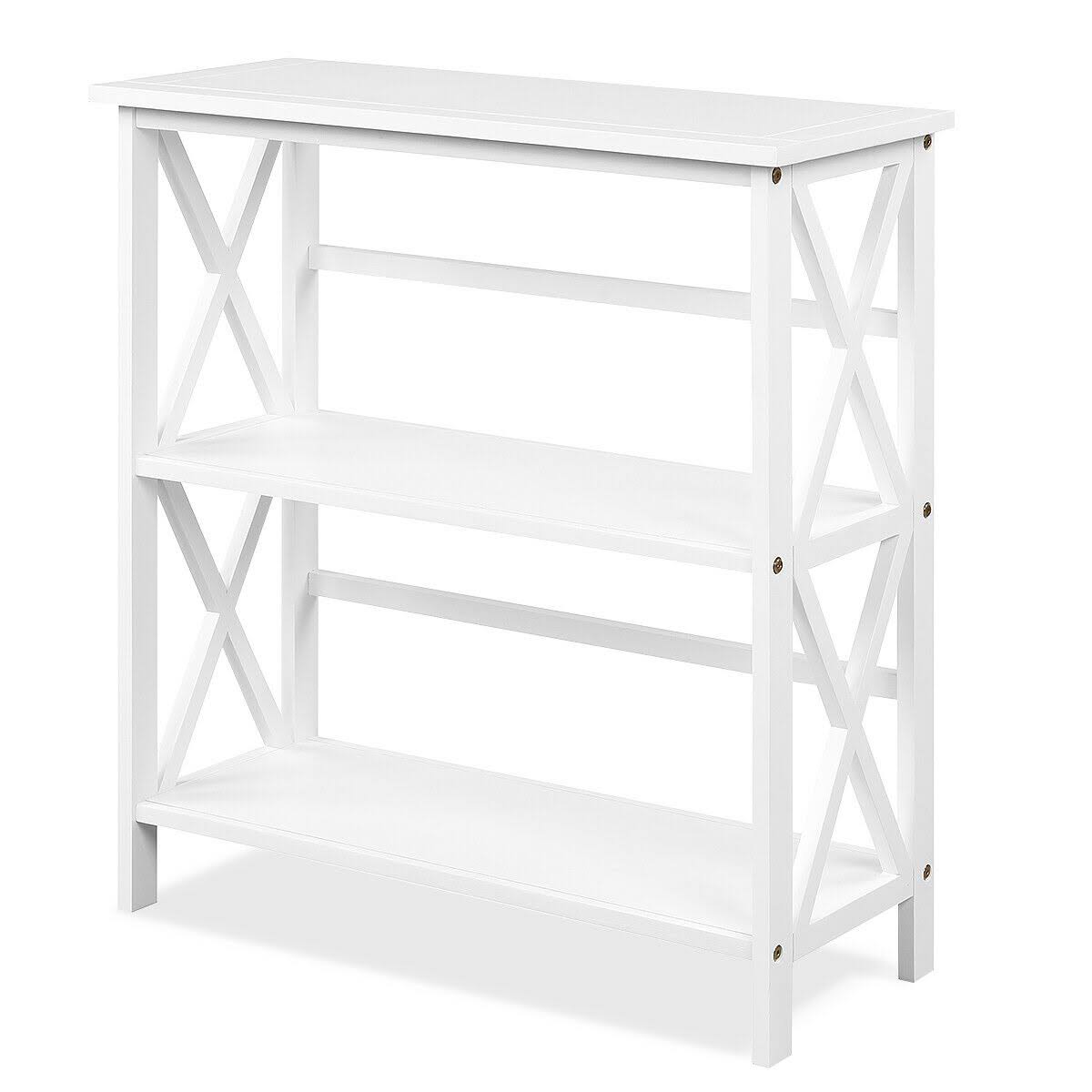 3-Tier White Wooden Open Shelf Bookcase O7471