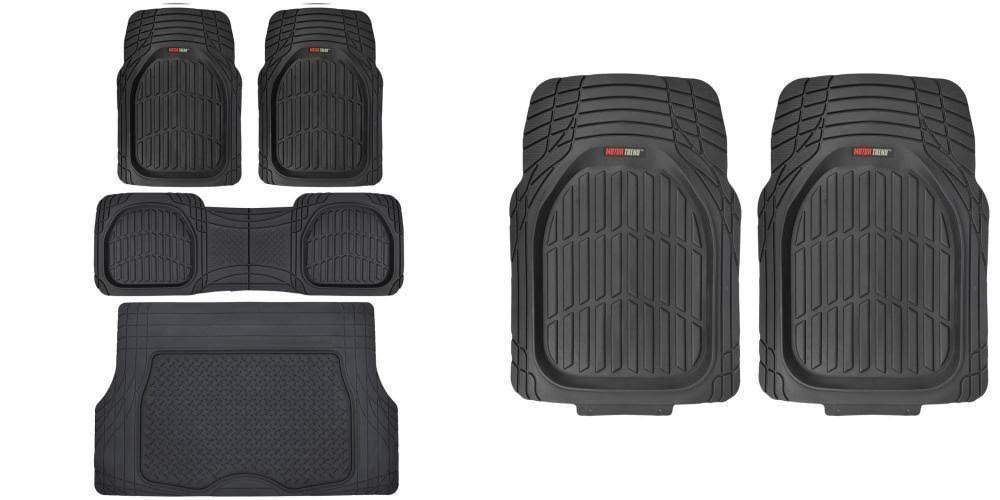 4pc Black Rubber Car Floor Mats Set with Cargo B82967