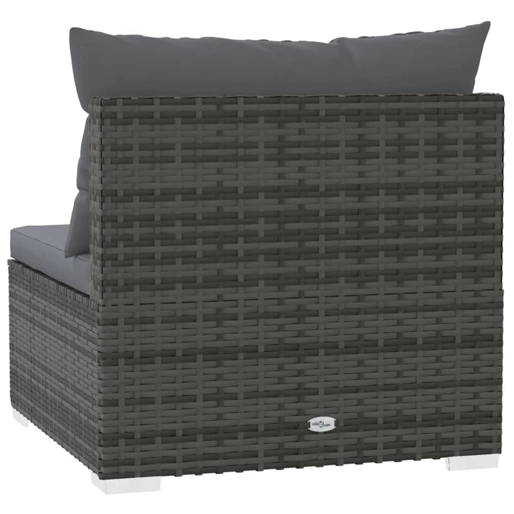 3-Seater Gray Poly Rattan Sofa with Cushions M361