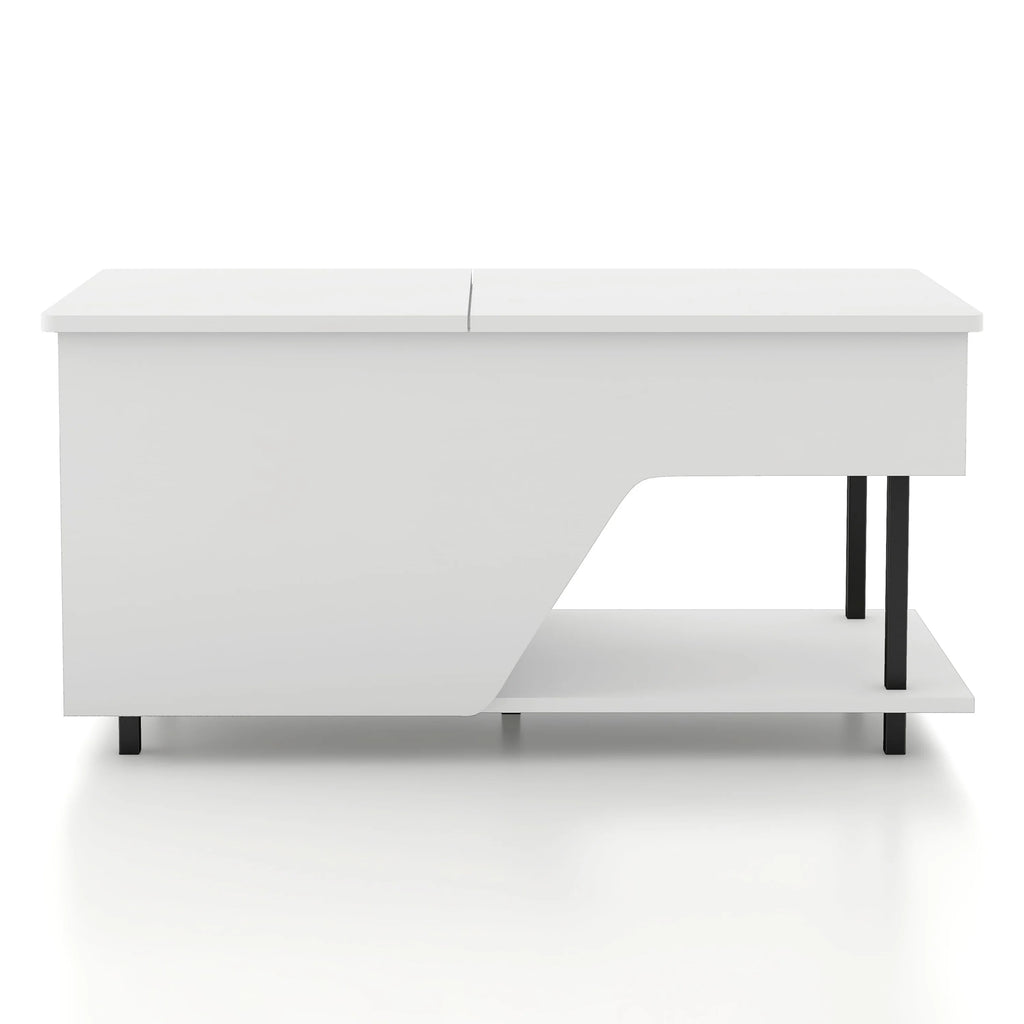 White Lift Top Storage Coffee Table with LED Light T7394