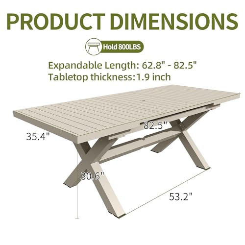 Aluminum Extendable Outdoor Dining Table for 8 with Umbrella Hole R9335