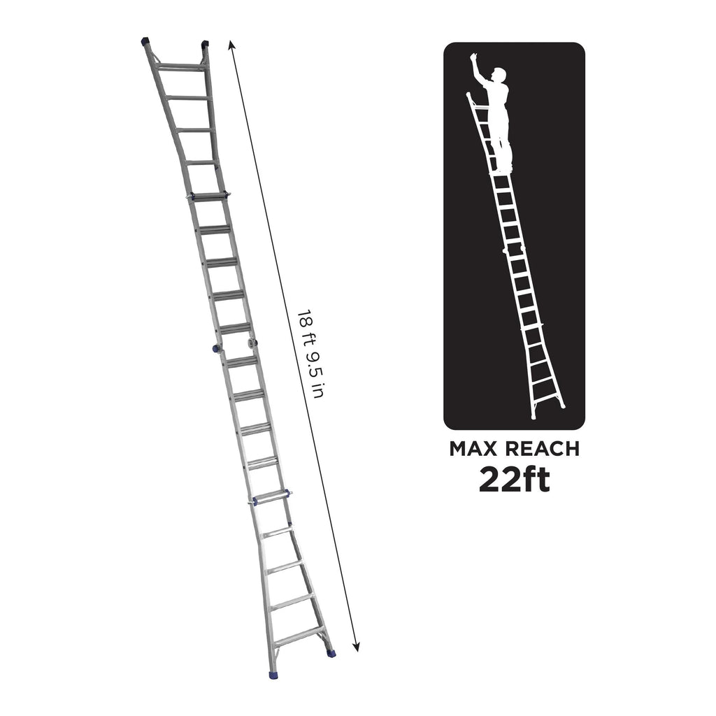 22 foot Reach Height Aluminum Multi-Position Ladder, 300 lb. Load Capacity Type IA Duty Rating N121087