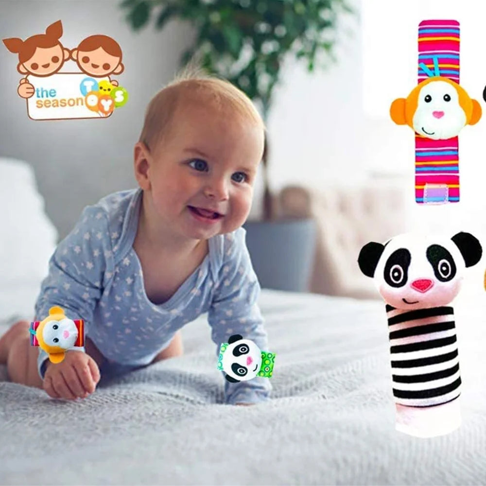 4 PCS Baby Wrist Rattle and Foot Finder Toy Set E55441