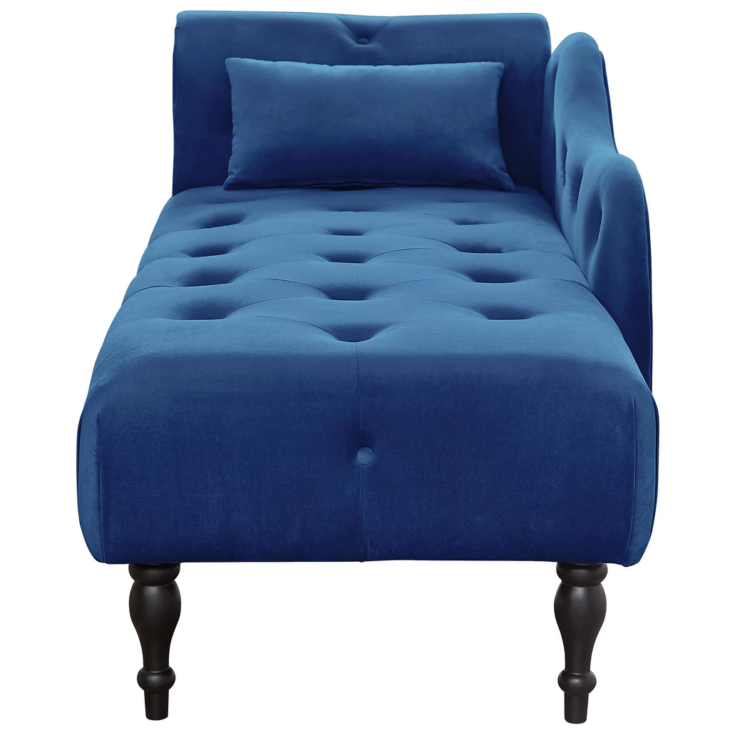 Blue Upholstered Chaise with Accent Pillow S3259