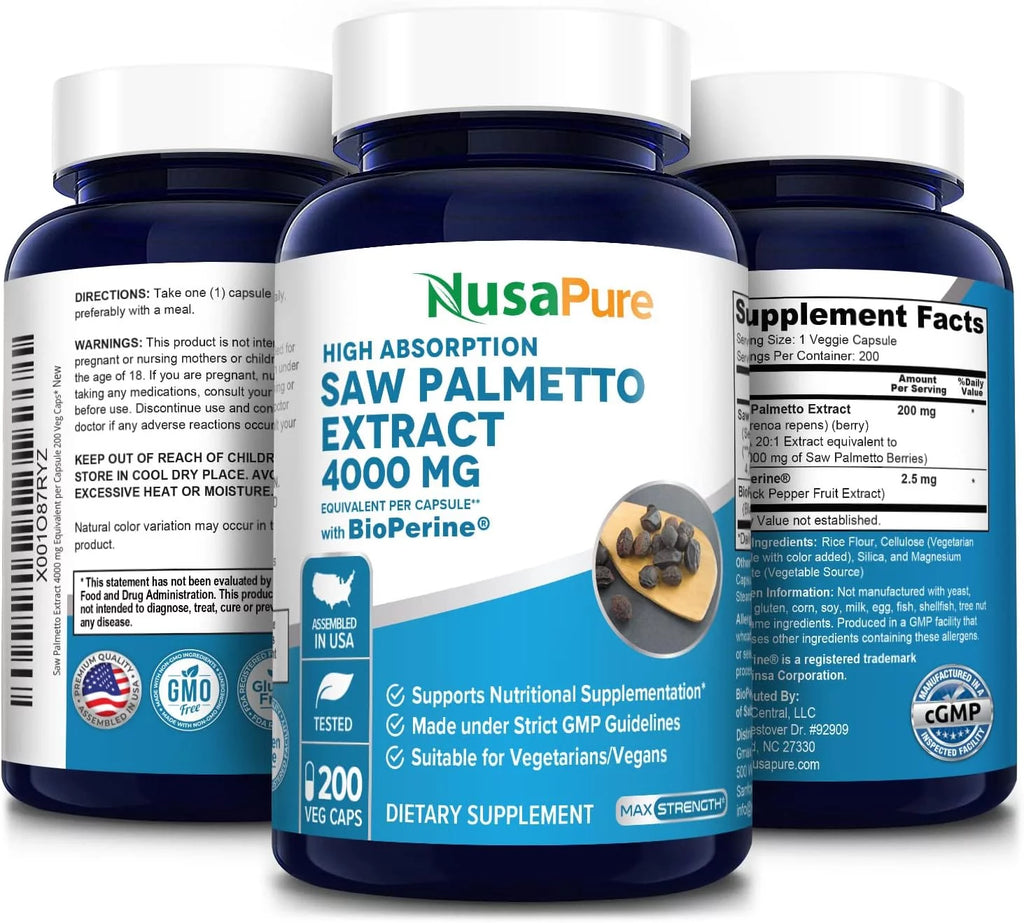 Saw Palmetto Extract 200 Capsules Gluten-Free Dietary Supplement O90100