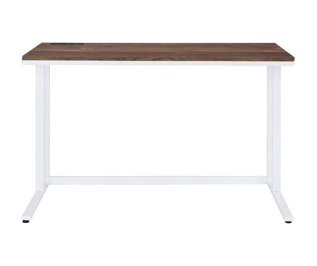 Walnut White Writing Desk with USB Port U880