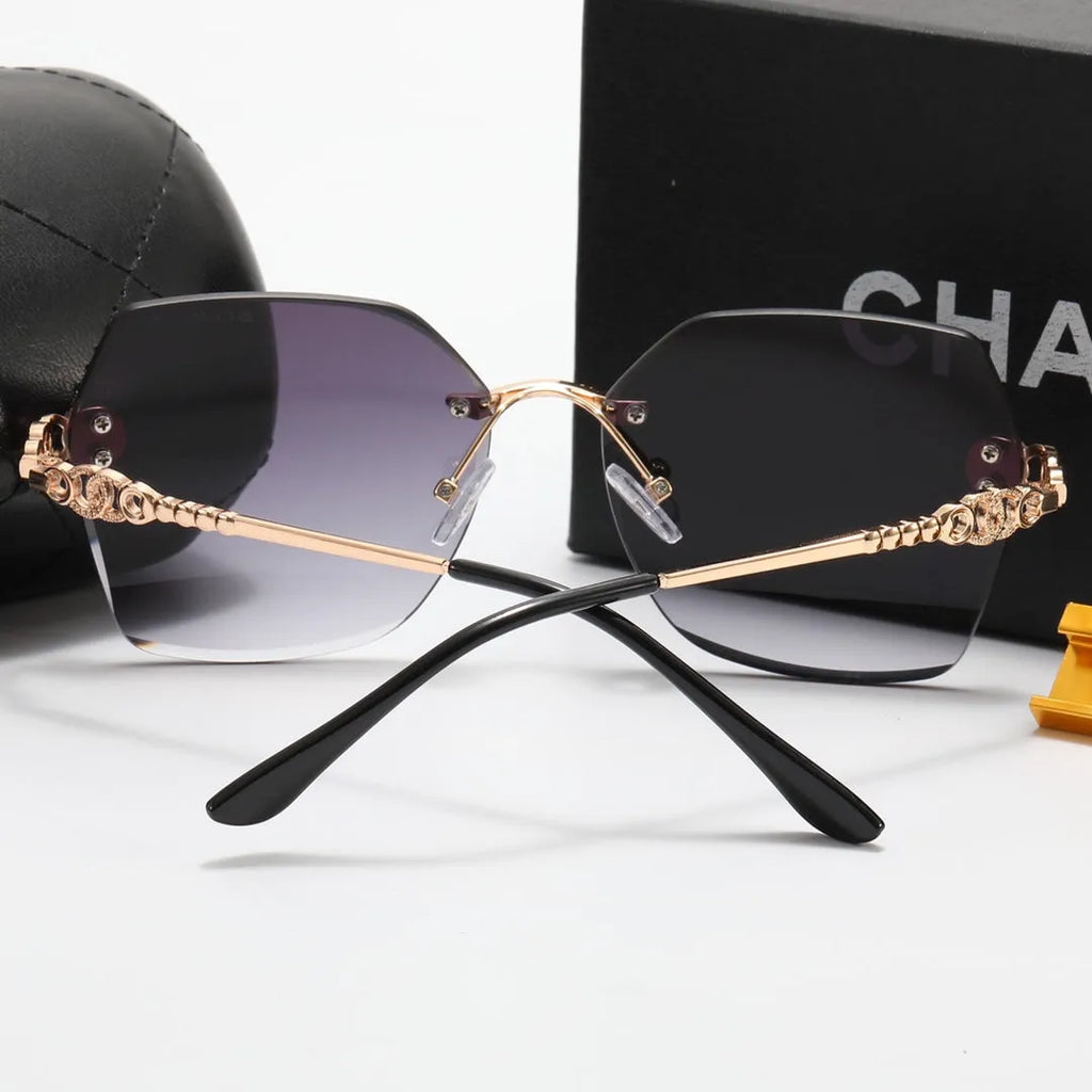 Frameless Rhinestone Flower Polarized Sunglasses O52604