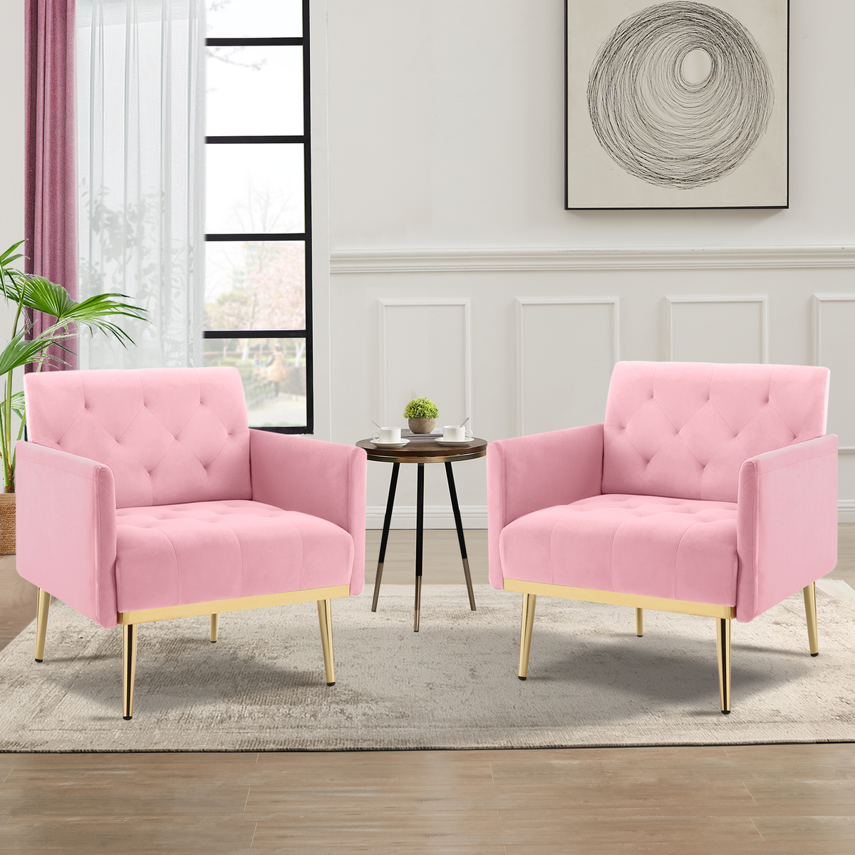 Black Velvet Accent Chair with Metal Legs C5012
