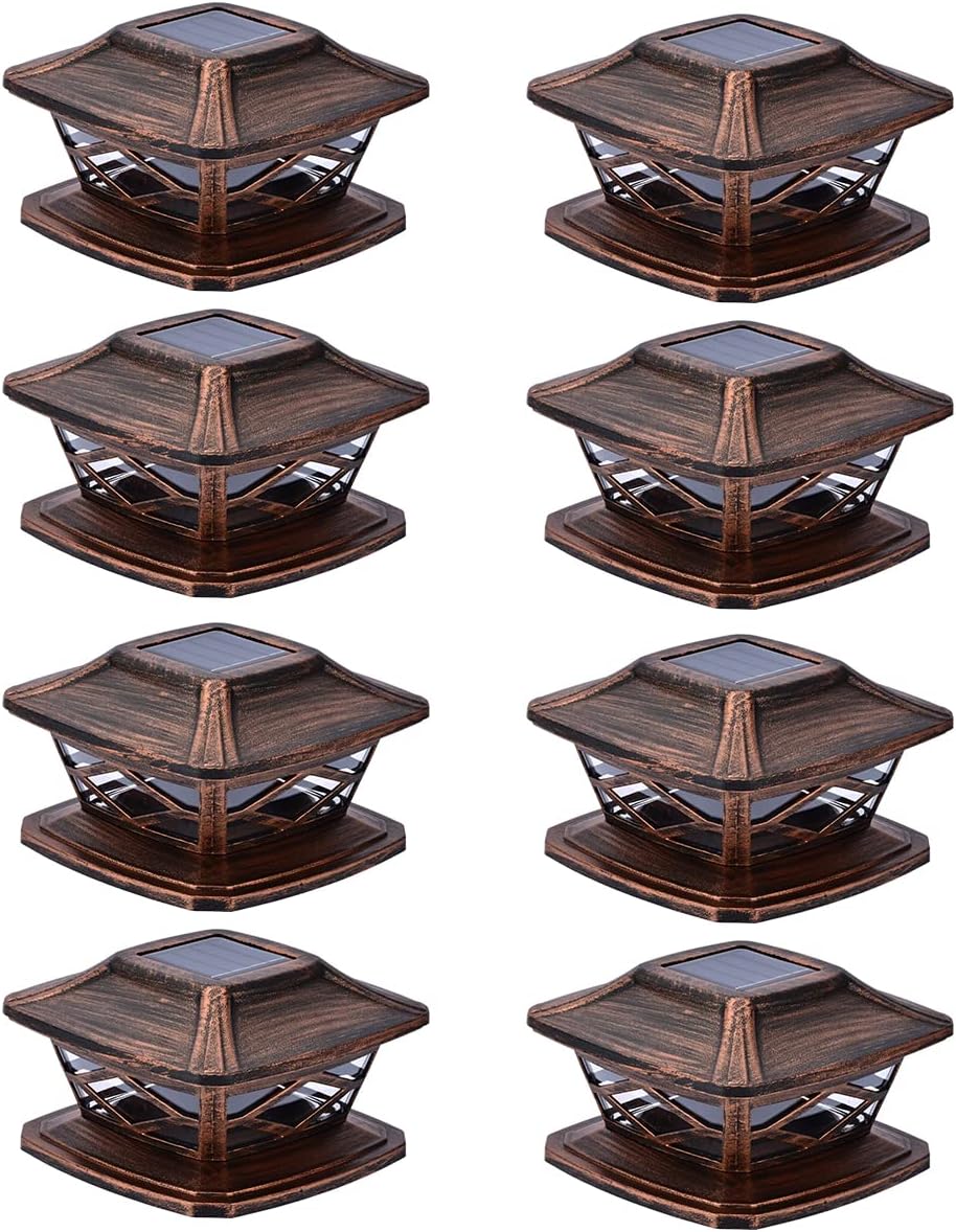 Solar Post Lights Outdoor 2 Modes Waterproof LED Fence Cap Light 2 Pack X24521