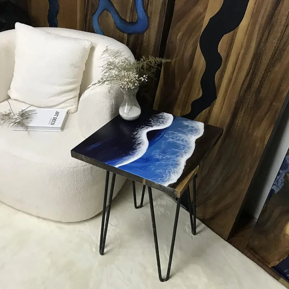 Natural Edge Epoxy Resin Wood Coffee Table Hairpin Legs G396