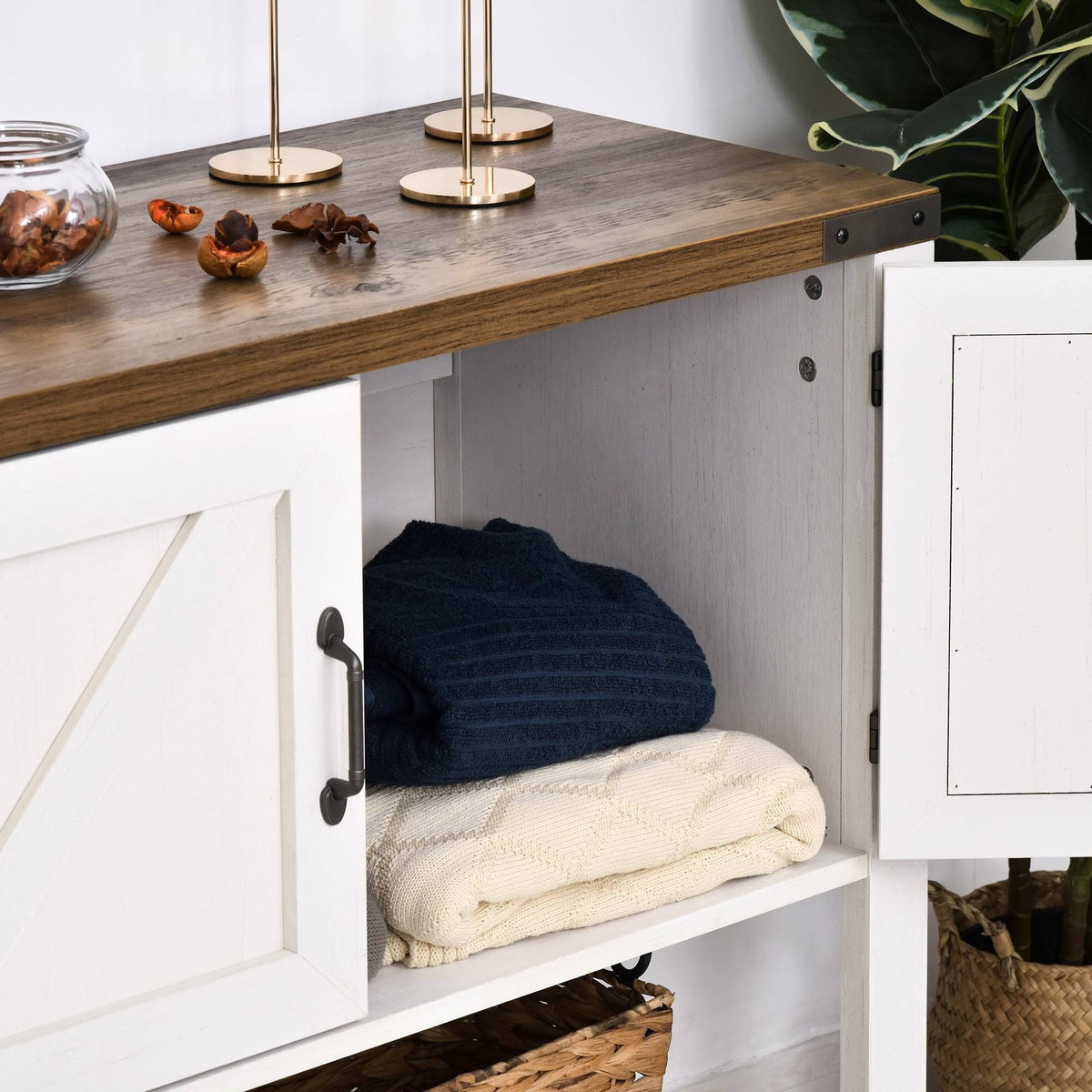 White 2-Door Storage Cabinet with Bottom Shelf M628248