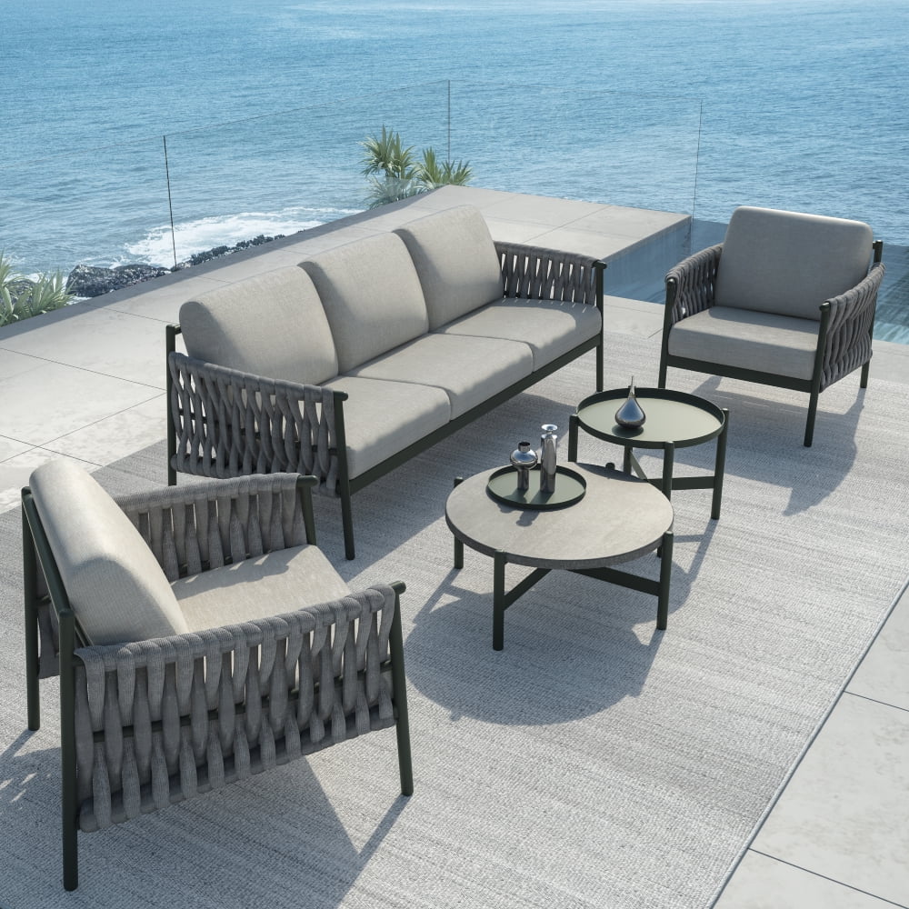 5-Piece Cotton Rope Outdoor Conversation Set with Cushions D5148