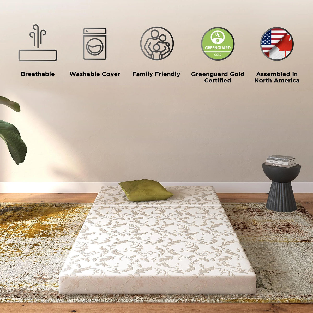 4-Inch Tri Folding Mattress with Carry Bag, Twin Size Q631